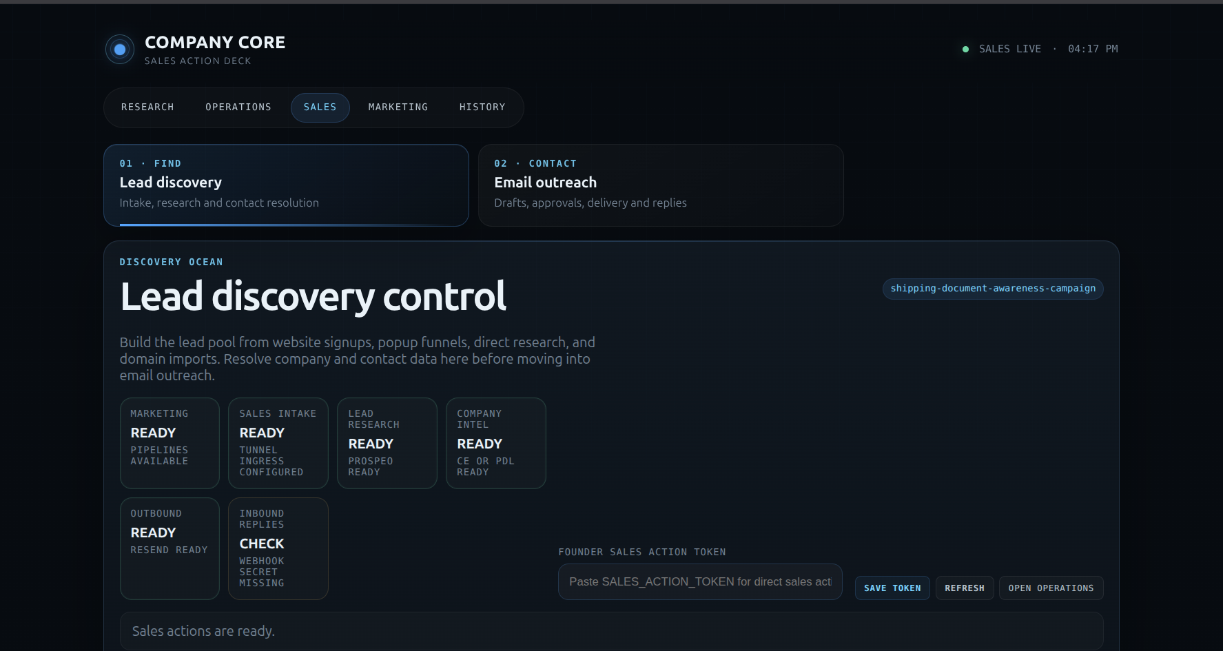 AutoEvolve lead discovery control interface